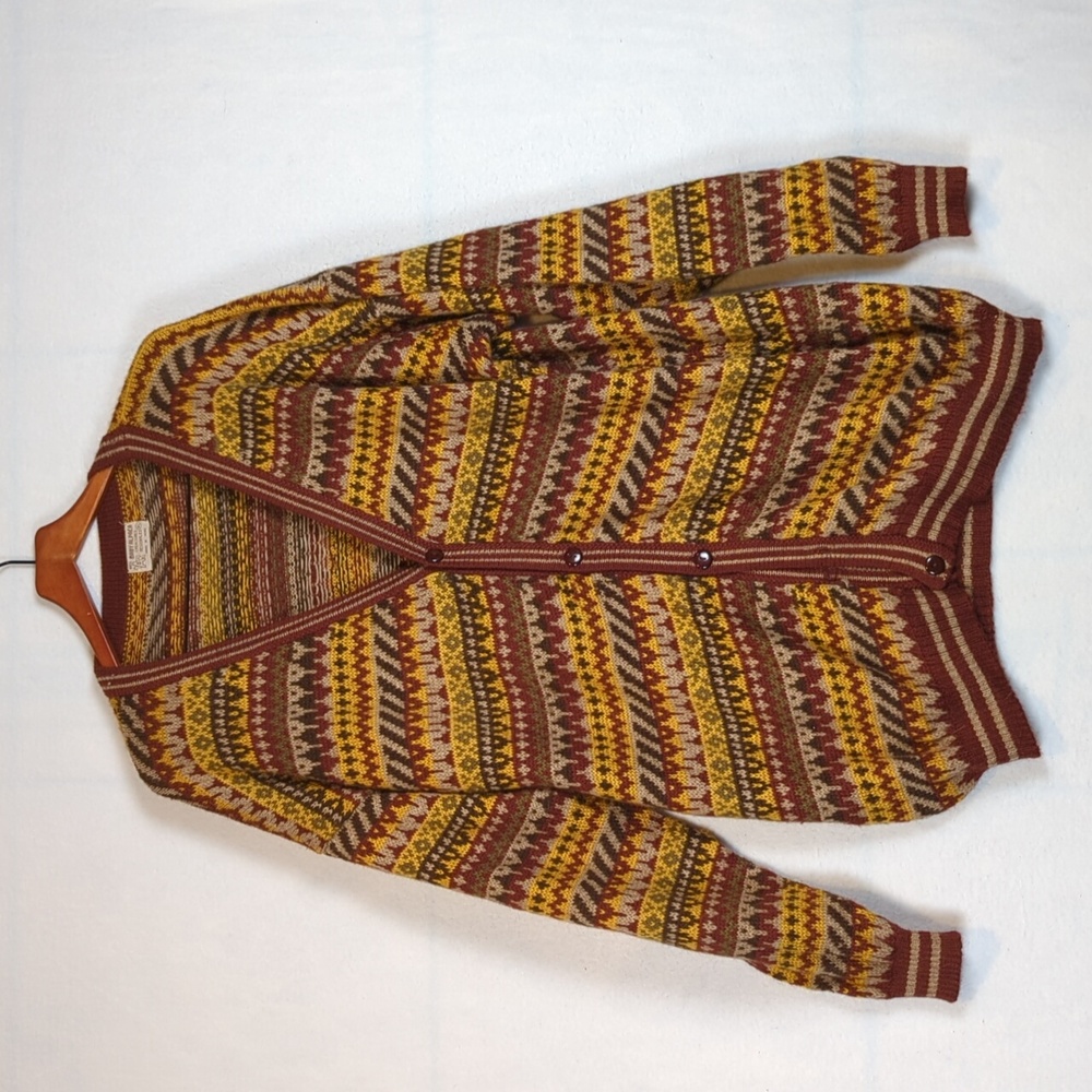 Men's Multicolor Patterned Cardigan Sweater